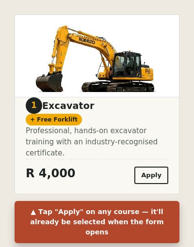 Course card with an Apply button
